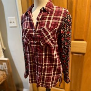 Bethany Mota, Flannel with Floral Long Sleeve, Great Condition, Small,